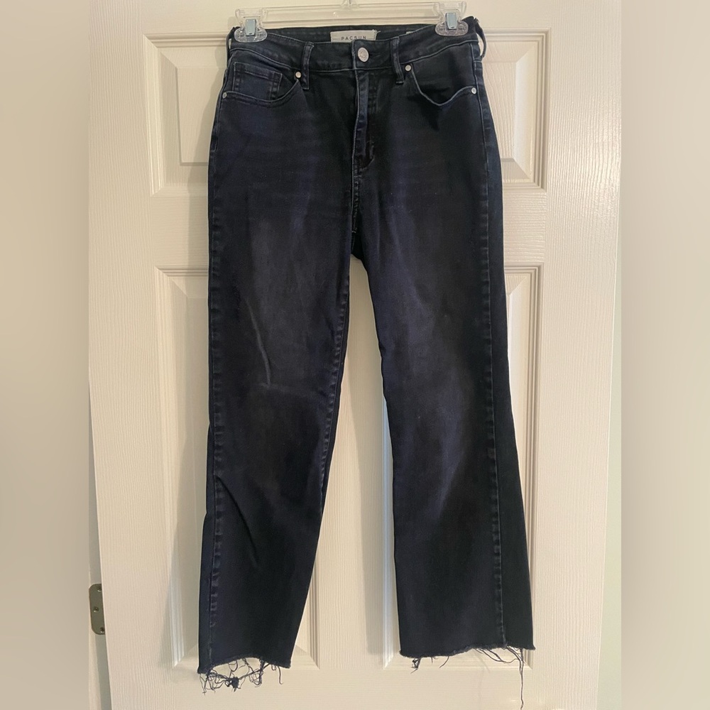 Pac Sun Black High Rise Cropped Jeans